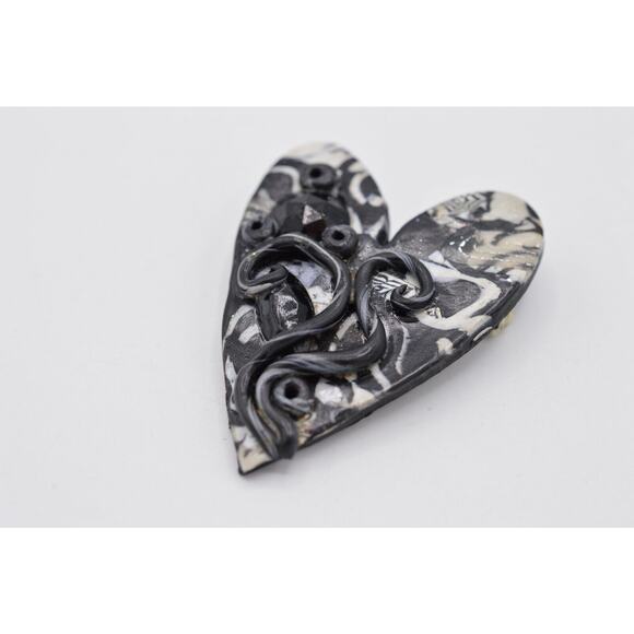 Ankara Designs Vintage Heart Pin Brooch Art Handcrafted Valentine 1990s BinV - Picture 8 of 9